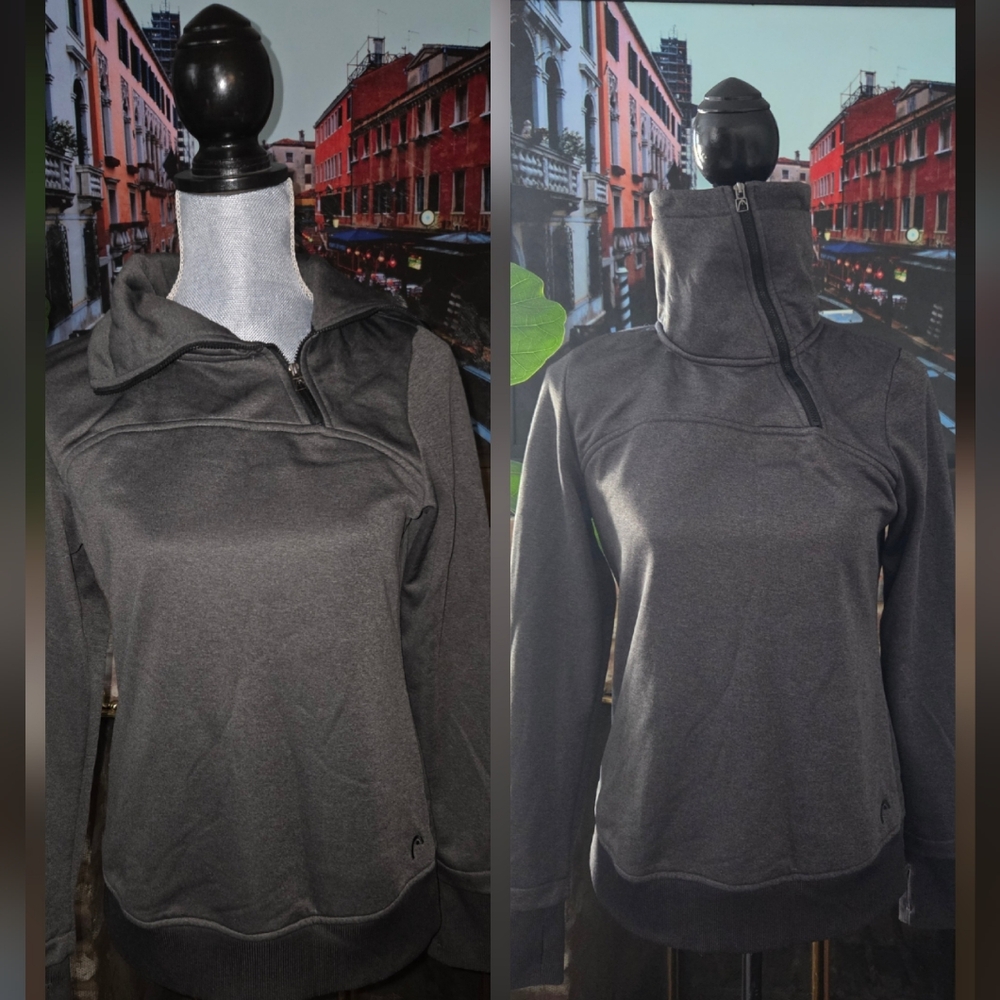 HEAD Women's SMALL Pullover Sweatshirt High Neck Thumb Holes Fleece Lined